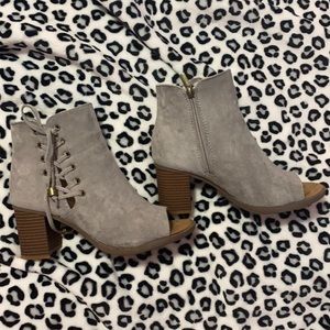 Gray suede booties